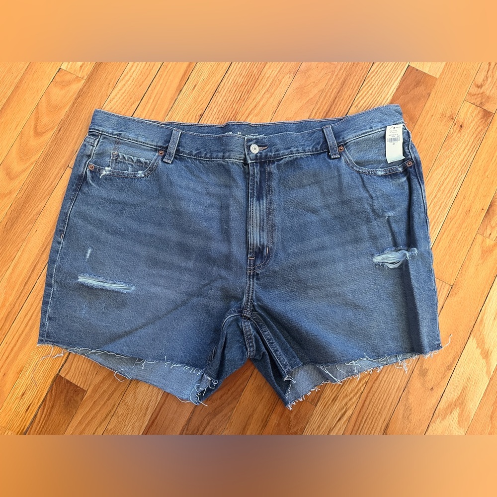 Old Navy Plus sz 22 Womens High Rise Denim Slouchy Straight Distressed Shorts